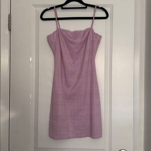 Pink Plaid Spaghetti Strap Dress